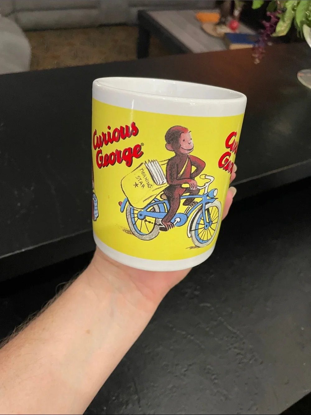 Yellow Ceramic Curious George Coffee Mug